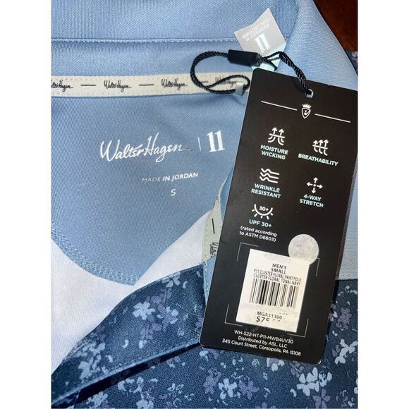 Walter Hagen men’s Small cluster floral navy golf performance polo shirt birdie - Picture 3 of 4